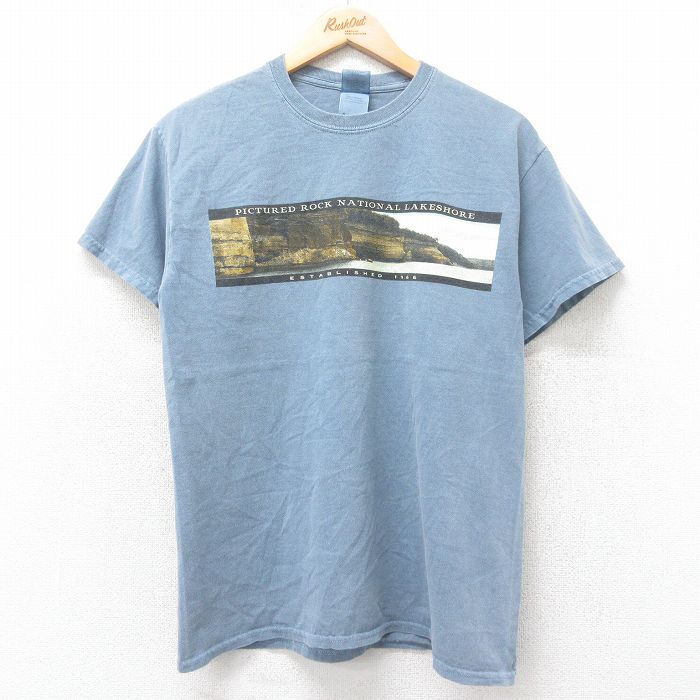 【50%OFF】M★古着 半袖 ビンテージ Tシャツ メンズ 00年代 00s NATIONAL LAKESHORE コットン クルーネック 薄紺 ネイビー 25jul08 中古