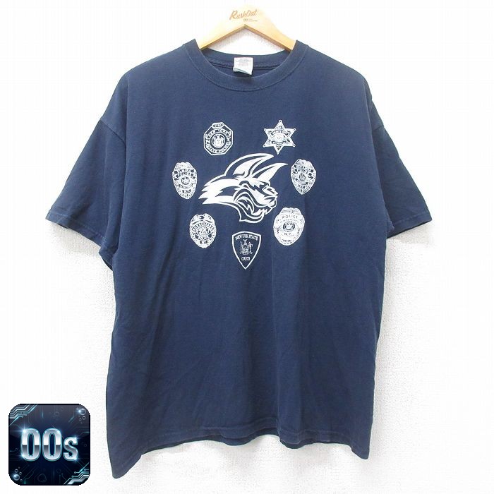 【50%OFF】ニューヨーク 00s 半袖Tシャツ POLICE ネイビー XL | 古着