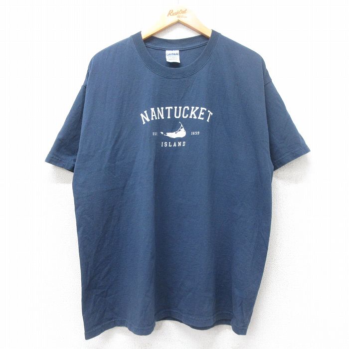 XL★古着 半袖 ビンテージ Tシャツ メンズ 00年代 00s NANTUCKET コットン クルーネック 紺 ネイビー 25jul08 中古
