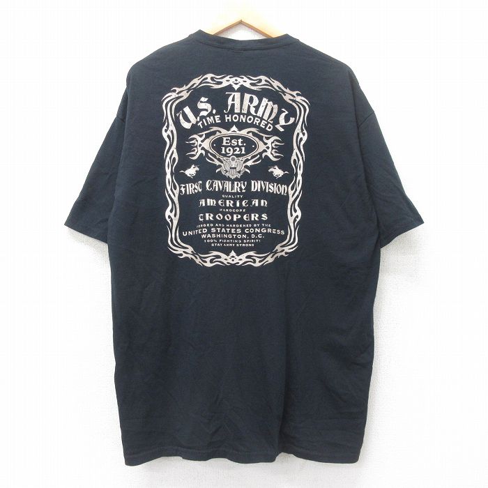 XL★古着 半袖 ビンテージ Tシャツ メンズ 00年代 00s ミリタリー USアーミー ARMY 大きいサイズ コットン クルーネック 黒 ブラック 25jul08 中古