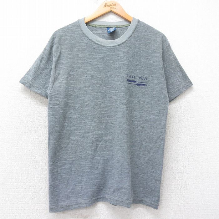 【50%OFF】L★古着 半袖 ビンテージ Tシャツ メンズ 90年代 90s ケープメイ クルーネック USA製 グレー 霜降り 25jul08 中古