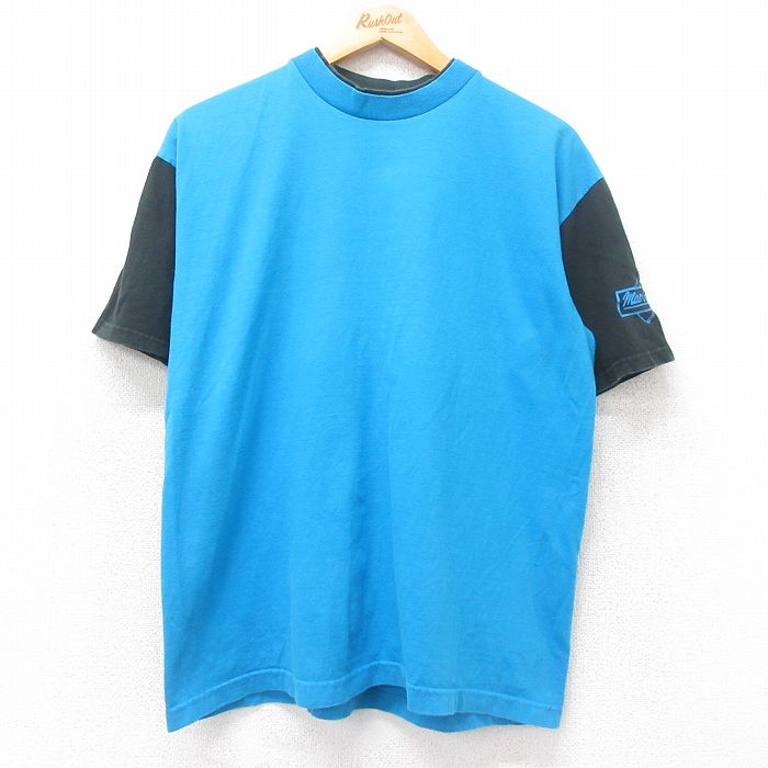 L★古着 半袖 ビンテージ Tシャツ メンズ 80年代 80s 無地 コットン クルーネック USA製 水色他 25jul08 中古