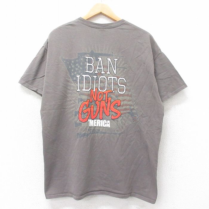 00s 半袖Tシャツ BAN IDIOTS 星条旗 グレー XL | 古着