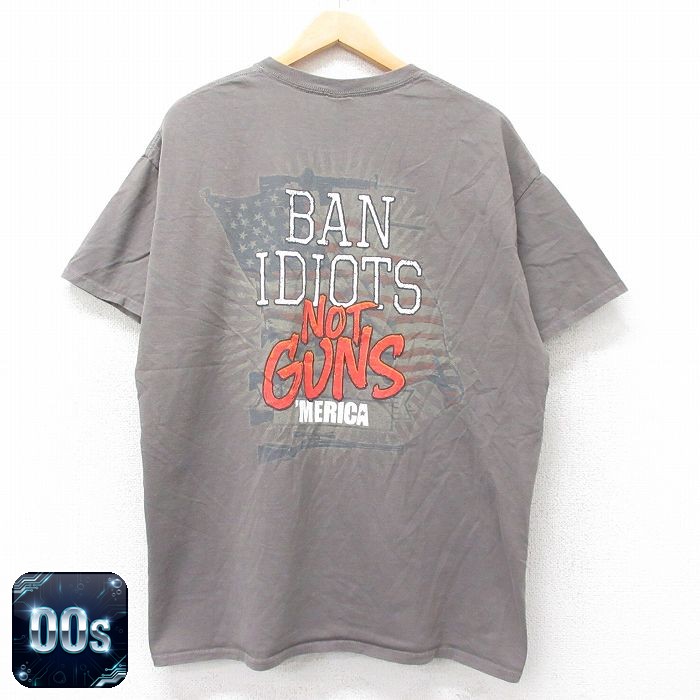 【50%OFF】00s 半袖Tシャツ BAN IDIOTS 星条旗 グレー XL | 古着