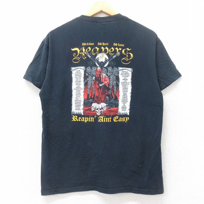 【20%OFF】L★古着 半袖 ビンテージ Tシャツ メンズ 00年代 00s Reapers コットン クルーネック 黒 ブラック 25jul08 中古