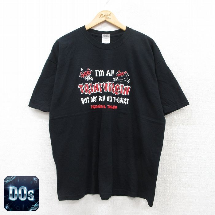 【50%OFF】00s 半袖Tシャツ TRINIVIRGINプリント ブラック XL | 古着