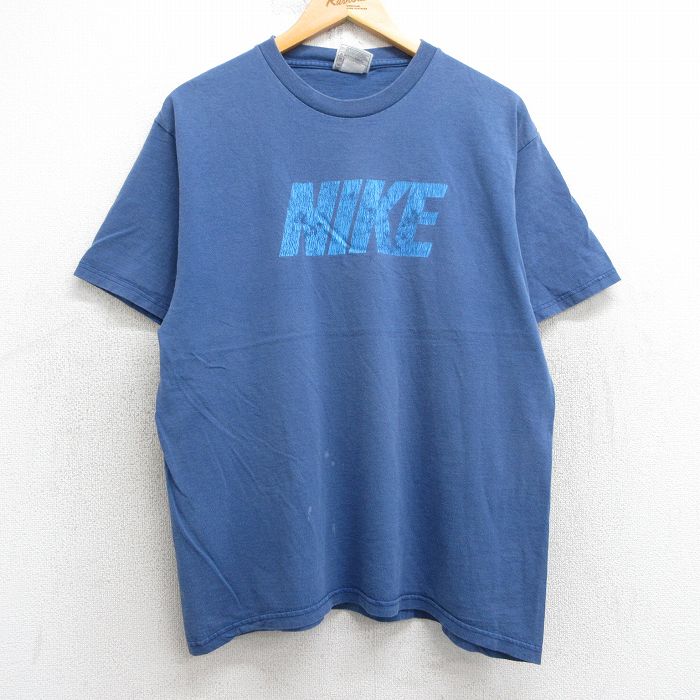 ナイキ 90s 半袖Tシャツ ビッグロゴ ネイビー L | 古着