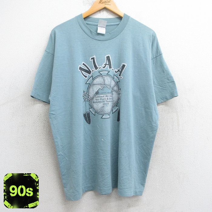 【50%OFF】フルーツオブザルーム 90s 半袖Tシャツ NIAA バスケットボール グリーン XL | 古着