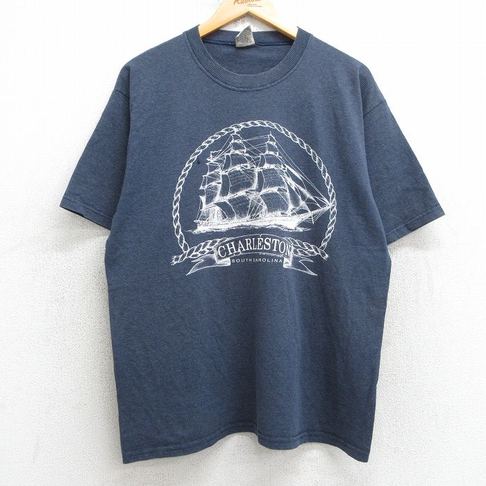 90s 半袖Tシャツ 船 ネイビーボーダー L | 古着
