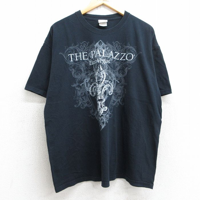 XL★古着 半袖 ビンテージ Tシャツ メンズ 00年代 00s PALAZZO 大きいサイズ コットン クルーネック 黒 ブラック 25jul08 中古