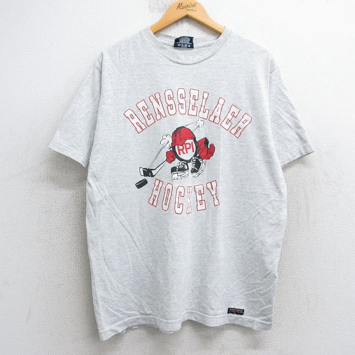ジャンスポーツ 90s 半袖Tシャツ レンセラーホッケー グレー XL | 古着