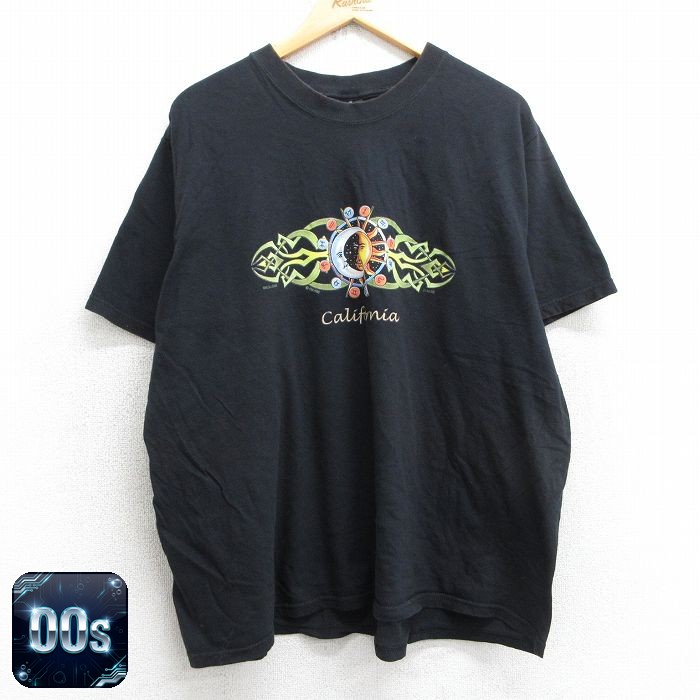【50%OFF】ヘインズ 00s 半袖Tシャツ 月太陽 ブラック XL | 古着