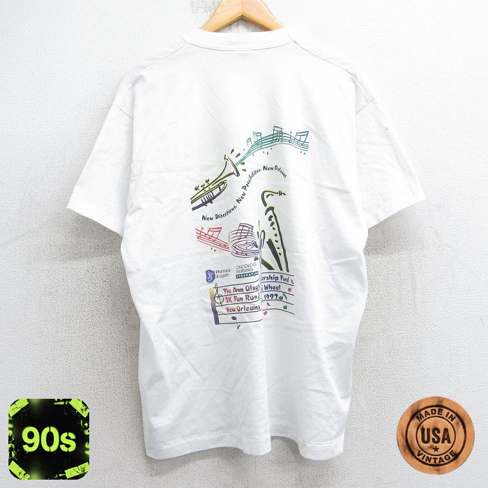 【50%OFF】フルーツオブザルーム 90s 半袖Tシャツ サックス トランペット ホワイト XL | 古着