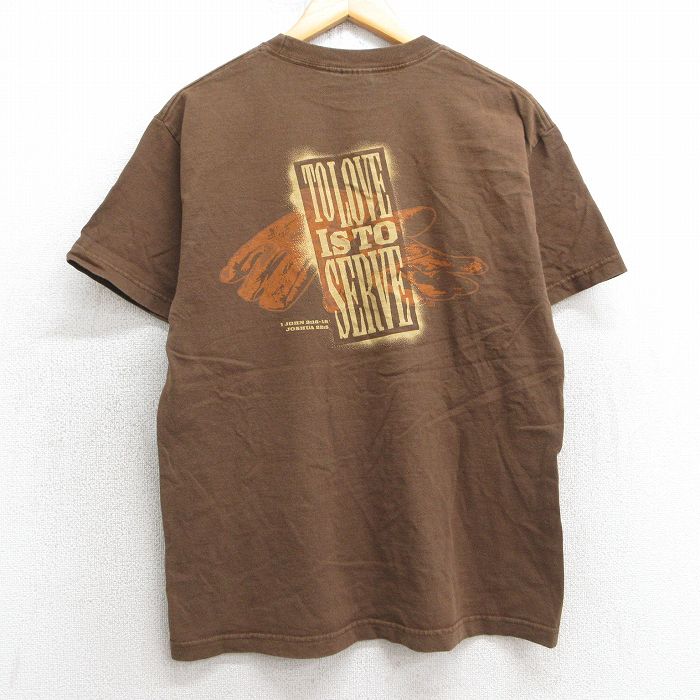 M★古着 半袖 ビンテージ Tシャツ メンズ 00年代 00s 手袋 コットンクルーネック 茶 ブラウン 25jul09 中古