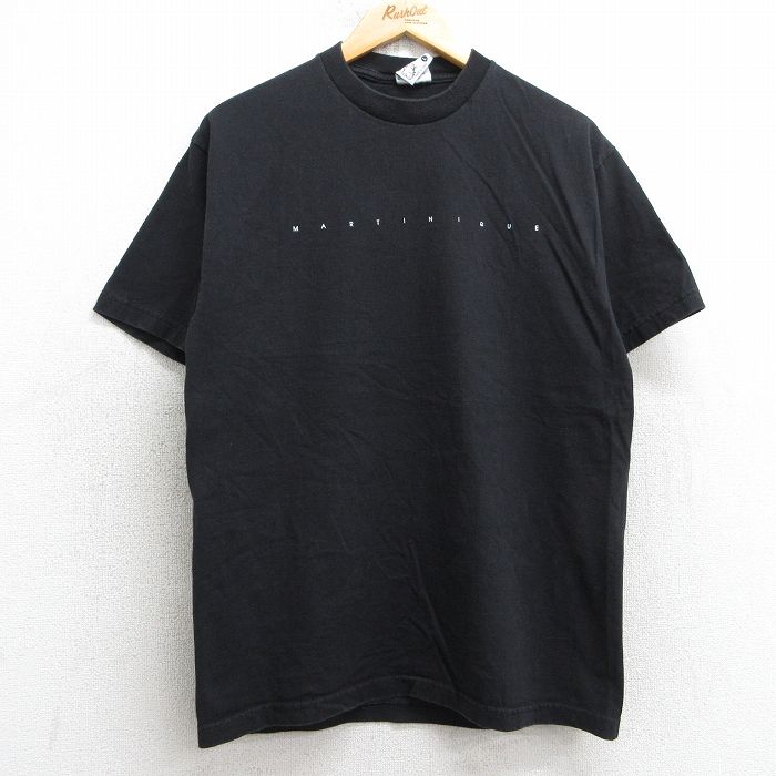 M★古着 半袖 ビンテージ Tシャツ メンズ 90年代 90s マルティニーク コットン クルーネック USA製 黒 ブラック 25jul09 中古
