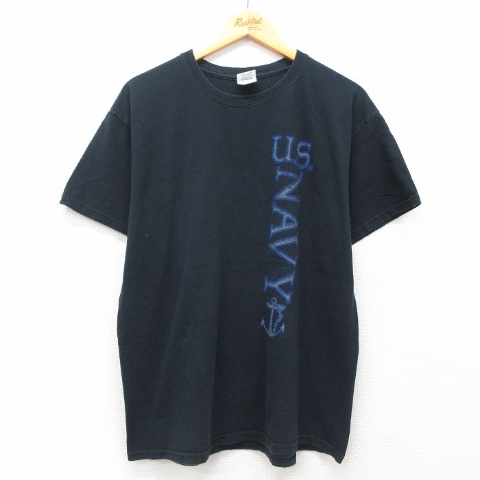 L★古着 半袖 ビンテージ Tシャツ メンズ 00年代 00s ミリタリー USネイビー ケルベロス コットン クルーネック 黒 ブラック 25jul09 中古