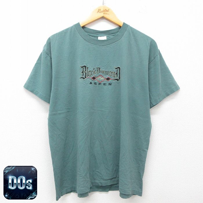 【50%OFF】ブラックダイヤモンド 00s 半袖Tシャツ 刺繍 グリーン XL | 古着