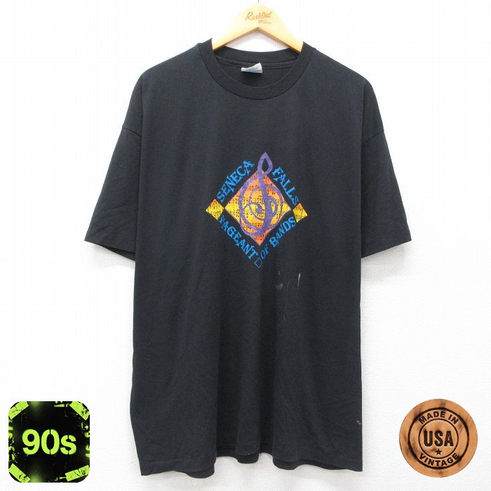 【50%OFF】ヘインズ 90s 半袖Tシャツ 音符 ブラック XL | 古着