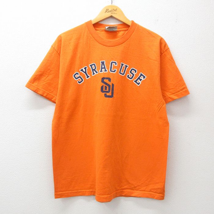 L★古着 STEVE&BARRYS 半袖 ビンテージ Tシャツ メンズ 00年代 00s シラキュース コットン クルーネック オレンジ 25jul09 中古