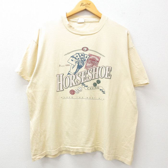 90s 半袖Tシャツ ホースシュー カジノ イエロー XL | 古着