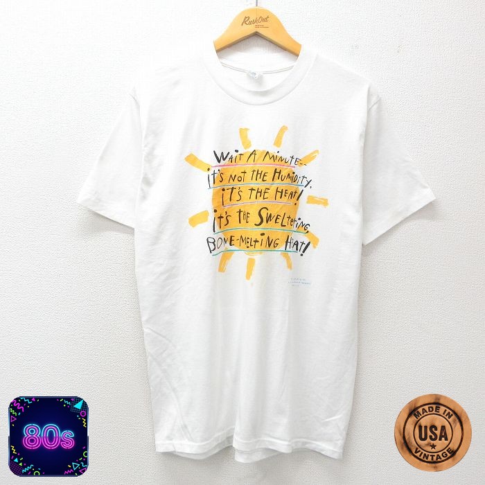 【50%OFF】80s 半袖Tシャツ 太陽メッセージ ホワイト M | 古着