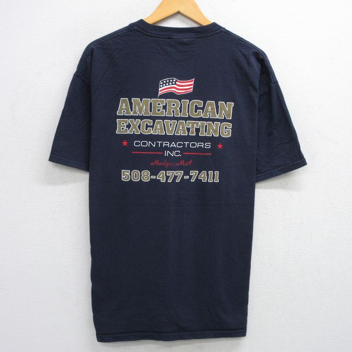 00s 半袖Tシャツ EXCAVATING ネイビー XL | 古着