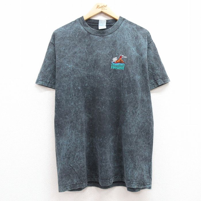 XL★古着 半袖 ビンテージ Tシャツ メンズ 00年代 00s ハワイ コットン クルーネック 紺他 ネイビー 25jul10 中古