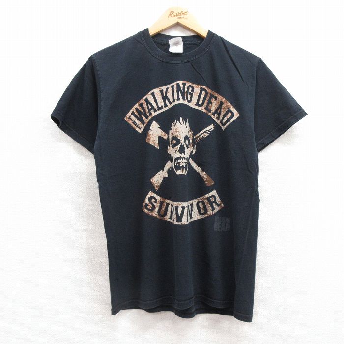M★古着 フルーツオブザルーム 半袖 ビンテージ Tシャツ メンズ 00年代 00s ドラマ ウォーキングデッド コットン クルーネック 黒 ブラック 25jul10 中古