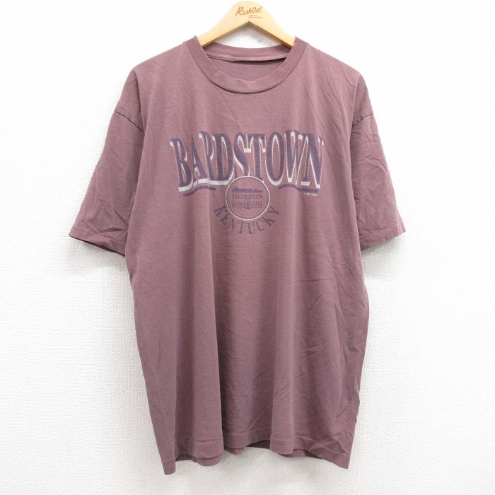 XL★古着 半袖 ビンテージ Tシャツ メンズ 90年代 90s バーズタウン 大きいサイズ クルーネック 紫 パープル 25jul10 中古