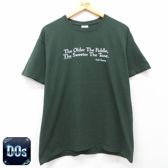 【50%OFF】00s 半袖Tシャツ メッセージ グリーン L | 古着