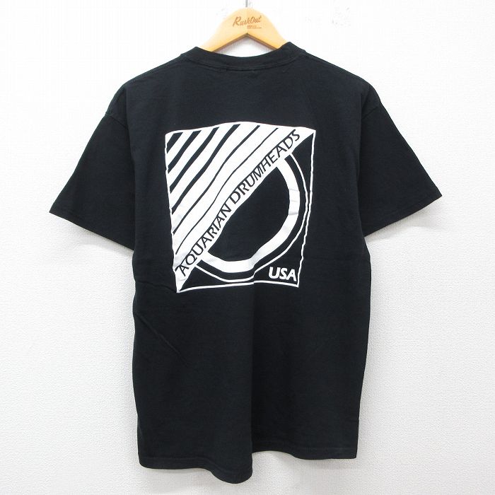L★古着 半袖 ビンテージ Tシャツ メンズ 00年代 00s AQUARIAN コットン クルーネック 黒 ブラック 【spe】 25jul11 中古