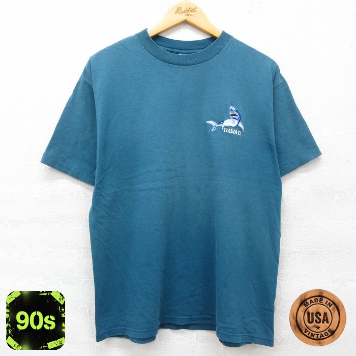 【50%OFF】90s 半袖Tシャツ サメ ハワイ ネイビー L | 古着
