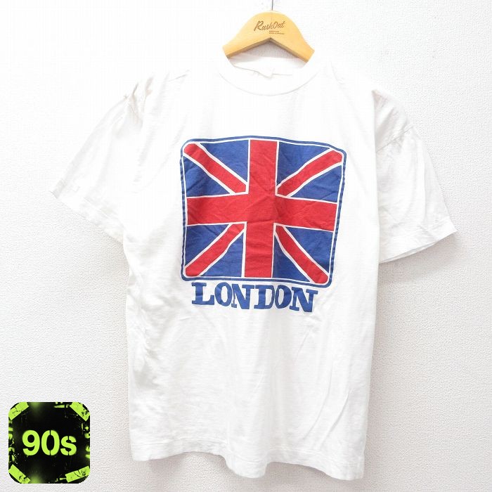 【50%OFF】90s 半袖Tシャツ ロンドン ユニオンジャック ホワイト L | 古着