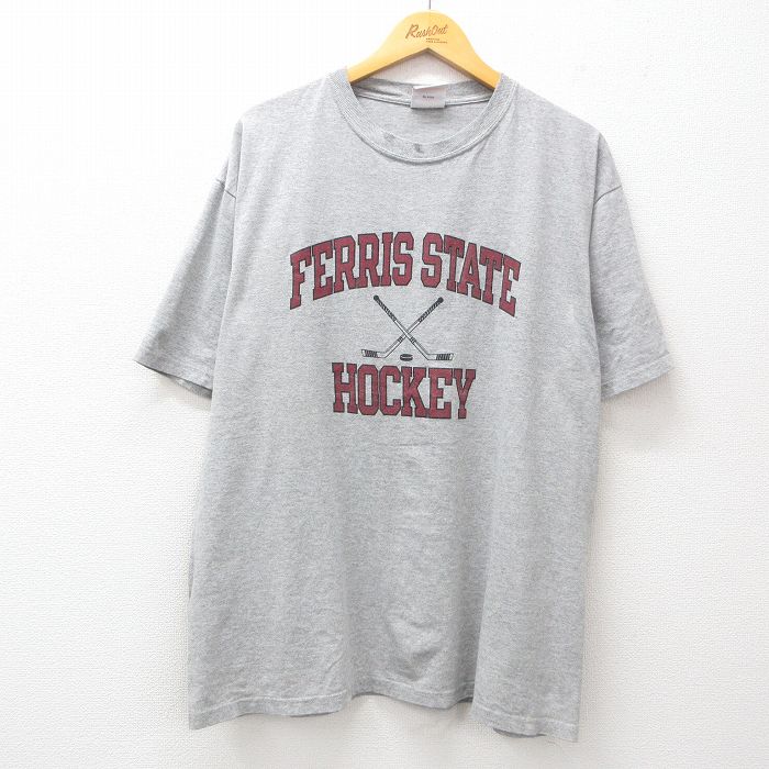 XL★古着 チャンピオン Champion 半袖 ビンテージ Tシャツ メンズ 00年代 00s FERRIS ホッケー クルーネック グレー 霜降り 25jul11 中古