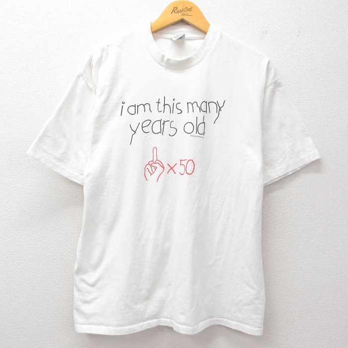 L★古着 半袖 ビンテージ Tシャツ メンズ 90年代 90s i am this コットン クルーネック USA製 白 ホワイト 25jul11 中古