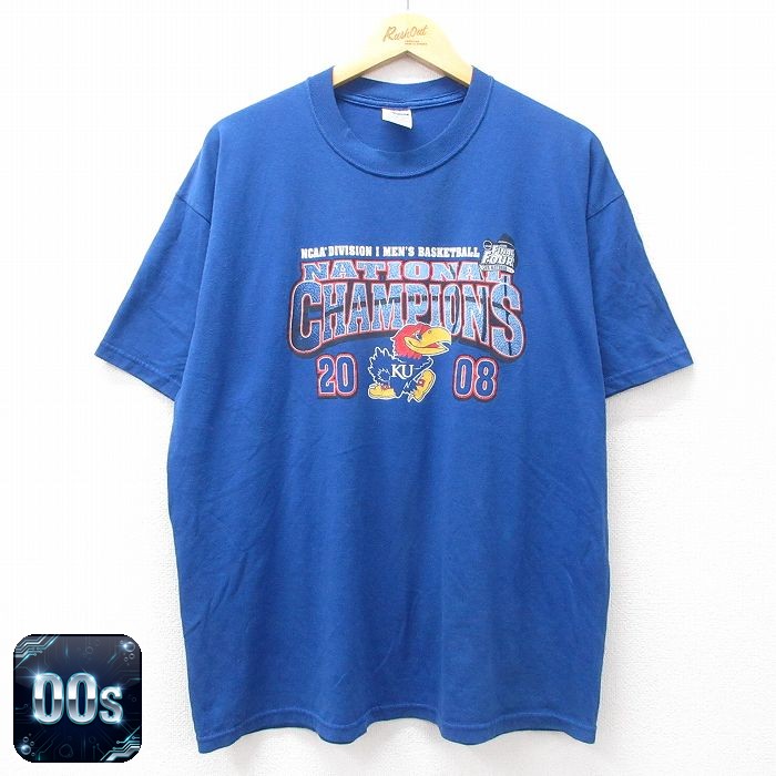 【50%OFF】ジャージーズ 00s 半袖Tシャツ カンザスジェイホークス ブルー XL | 古着