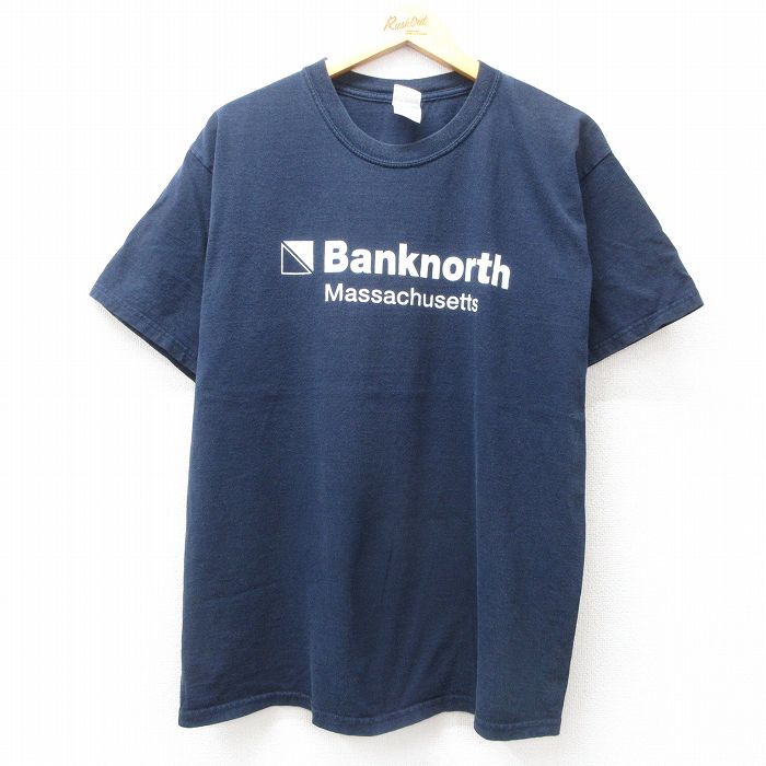 L★古着 半袖 ビンテージ Tシャツ メンズ 00年代 00s Banknorth コットン クルーネック 紺 ネイビー 25jul11 中古