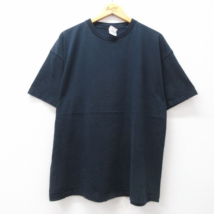XL★古着 半袖 ビンテージ Tシャツ メンズ 00年代 00s 無地 コットン クルーネック 黒 ブラック 25jul11 中古