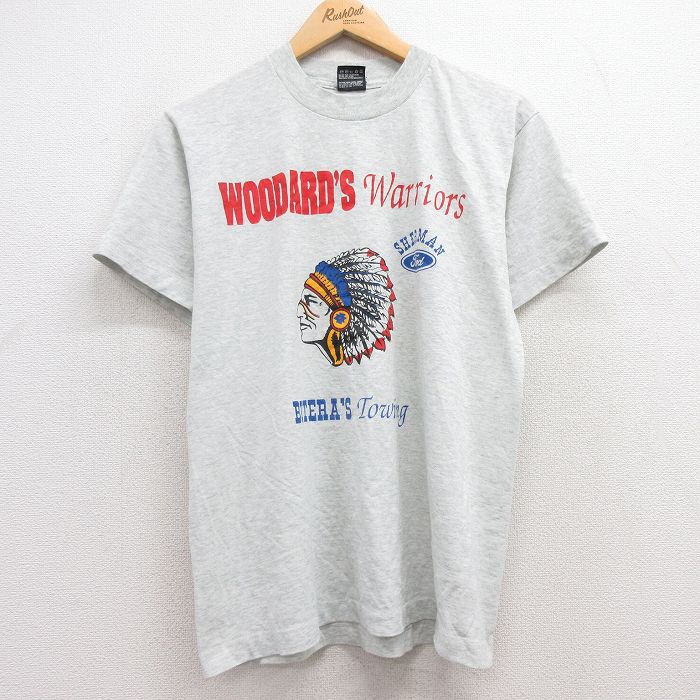 M★古着 フルーツオブザルーム 半袖 ビンテージ Tシャツ メンズ 90年代 90s インディアン カエル フォード Ford クルーネック USA製 薄グレー 霜降り 25jul11 中古