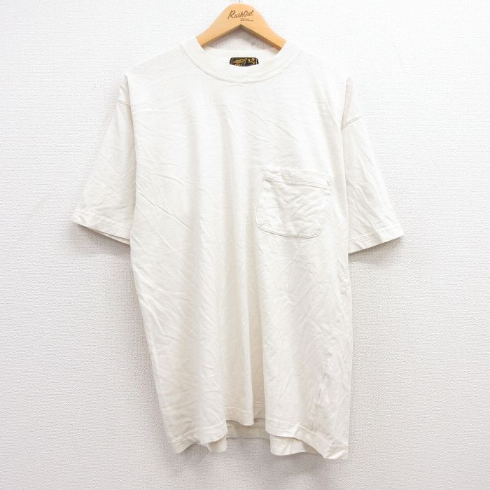 XL★古着 エディーバウアー 半袖 ビンテージ Tシャツ メンズ 90年代 90s 無地 胸ポケット付き コットン クルーネック USA製 生成り 【spe】 25jul11 中古
