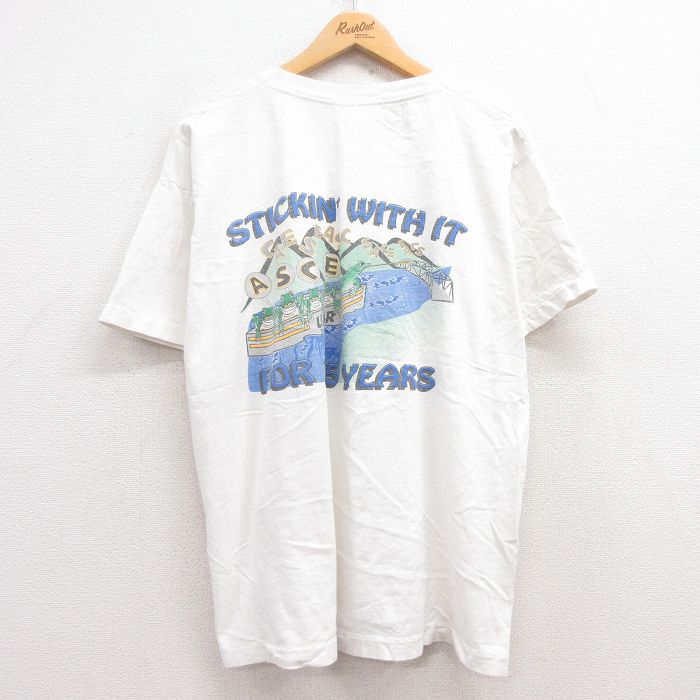 XL★古着 フルーツオブザルーム 半袖 ビンテージ Tシャツ メンズ 90年代 90s カエル コットン クルーネック 白 ホワイト 25jul11 中古