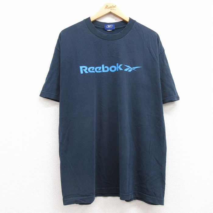 リーボック 00s 半袖Tシャツ ビッグロゴ ネイビー XL | 古着