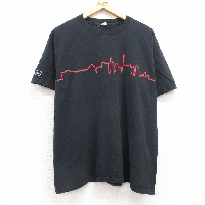 XL★古着 半袖 ビンテージ Tシャツ メンズ 00年代 00s ビル PULSE コットン クルーネック 黒 ブラック 25jul11 中古