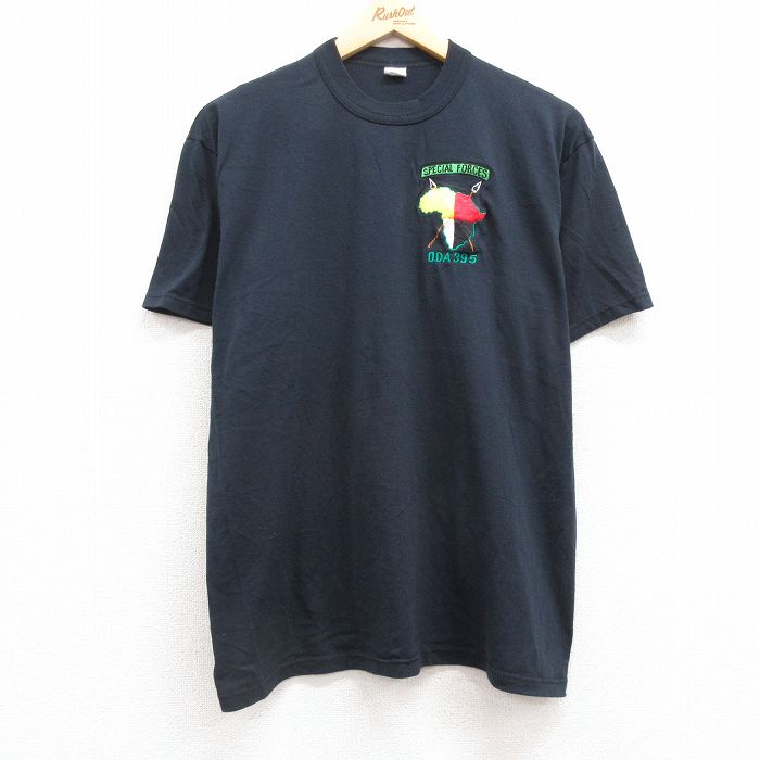 L★古着 半袖 ビンテージ Tシャツ メンズ 90年代 90s SPECIAL FORCE クルーネック USA製 黒 ブラック 25jul11 中古