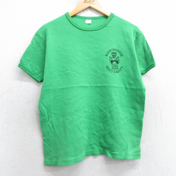70s 半袖Tシャツ マンチェスター大学 グリーン M | 古着
