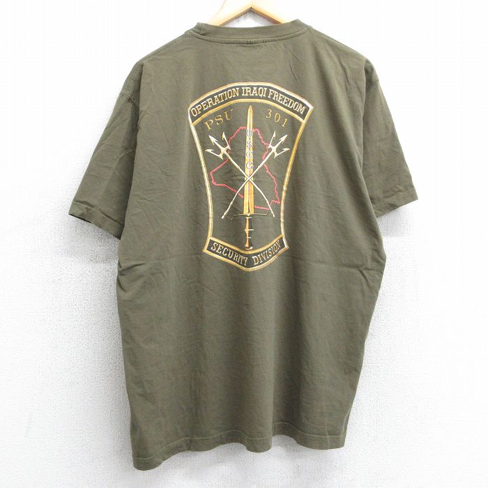 XL★古着 半袖 ビンテージ Tシャツ メンズ 00年代 00s USCG セキュリティ 大きいサイズ コットン クルーネック 濃緑 グリーン 25jul11 中古
