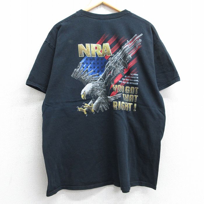 XL★古着 半袖 ビンテージ Tシャツ メンズ 00年代 00s NRA 鳥 銃 大きいサイズ コットン クルーネック 黒 ブラック 25jul11 中古