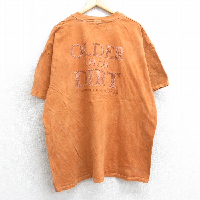 【50%OFF】XL★古着 半袖 ビンテージ Tシャツ メンズ 00年代 00s OLDER THAN DIRT 大きいサイズ コットン クルーネック オレンジ タイダイ 25jul11 中古