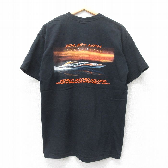 L★古着 半袖 ビンテージ Tシャツ メンズ 00年代 00s OFFSHORE ボートレース コットン クルーネック 黒 ブラック 25jul11 中古