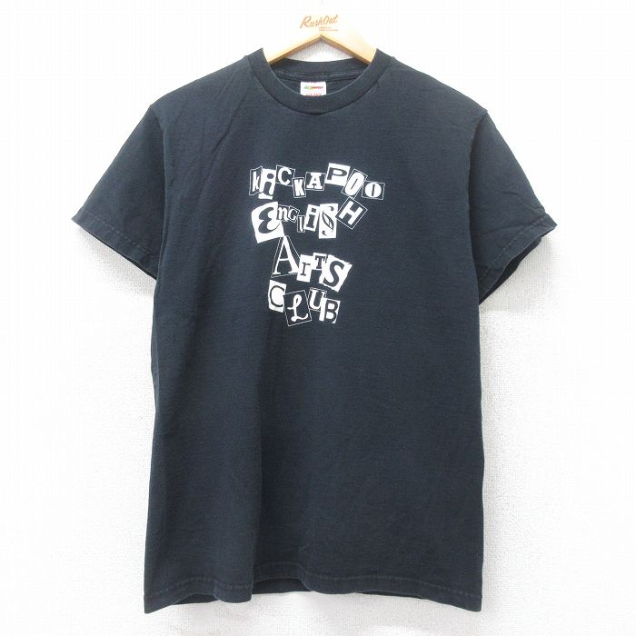 M★古着 半袖 ビンテージ Tシャツ メンズ 00年代 00s ArTs CLUB コットン クルーネック 黒 ブラック 25jul11 中古